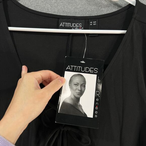 Attitudes by Renee Petite Lace Front Maxi Dress Black 3XP - Picture 4 of 16